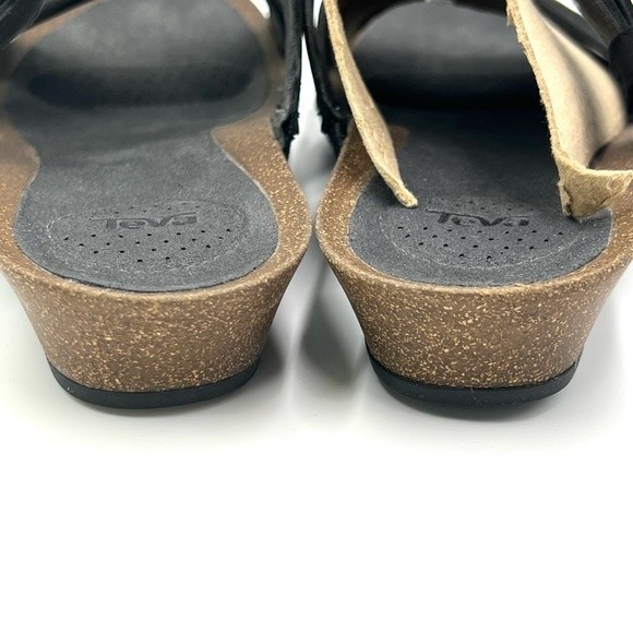 Teva Women's Mahonia Black Leather Slip On Slides Sandals Shoes Size 10.5 NEW - Picture 7 of 14